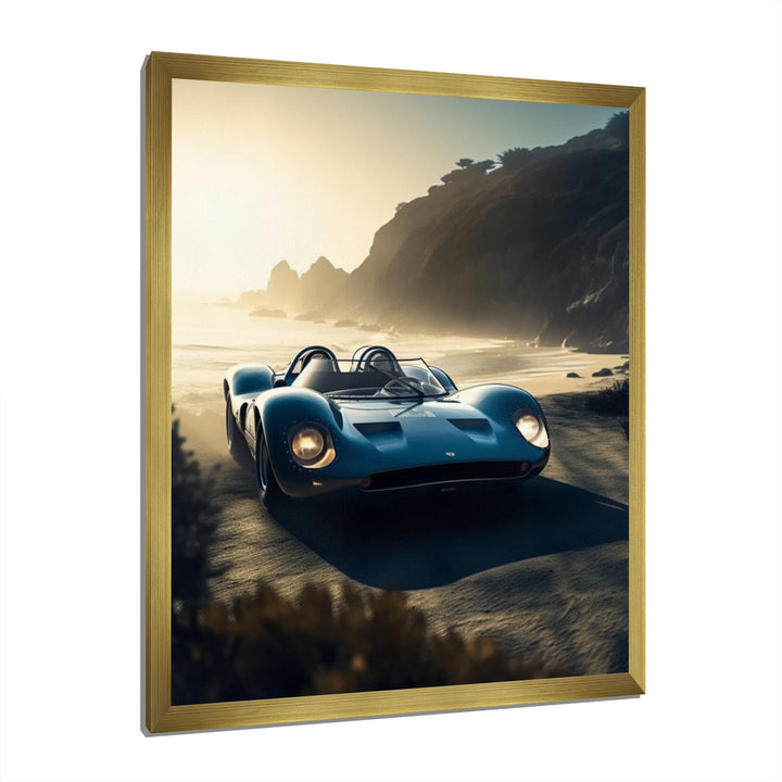 Blue And Grey Artistic Tributes To Retro Cars - Cars Retro Canvas Wall Art