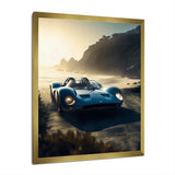 Blue And Grey Artistic Tributes To Retro Cars - Cars Retro Canvas Wall Art