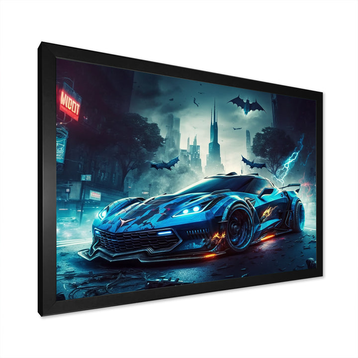 Blue And Black Exotic Car Velocity I - Cars Race Exotic Canvas Wall Art