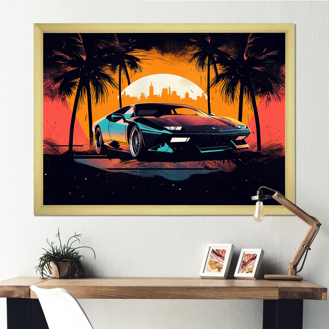 Yellow And Grey Race Car Elegance I - Cars Retro Canvas Wall Art