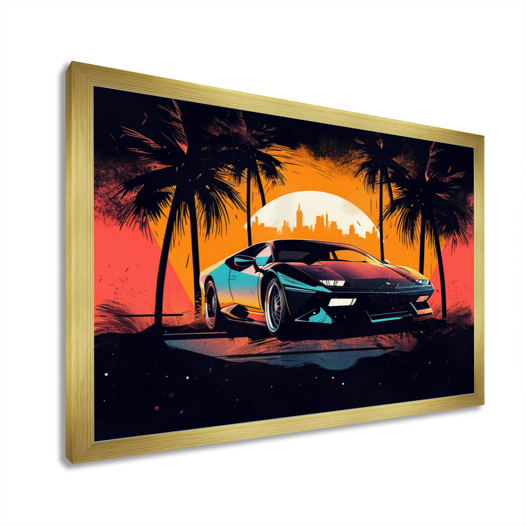 Yellow And Grey Race Car Elegance I - Cars Retro Canvas Wall Art