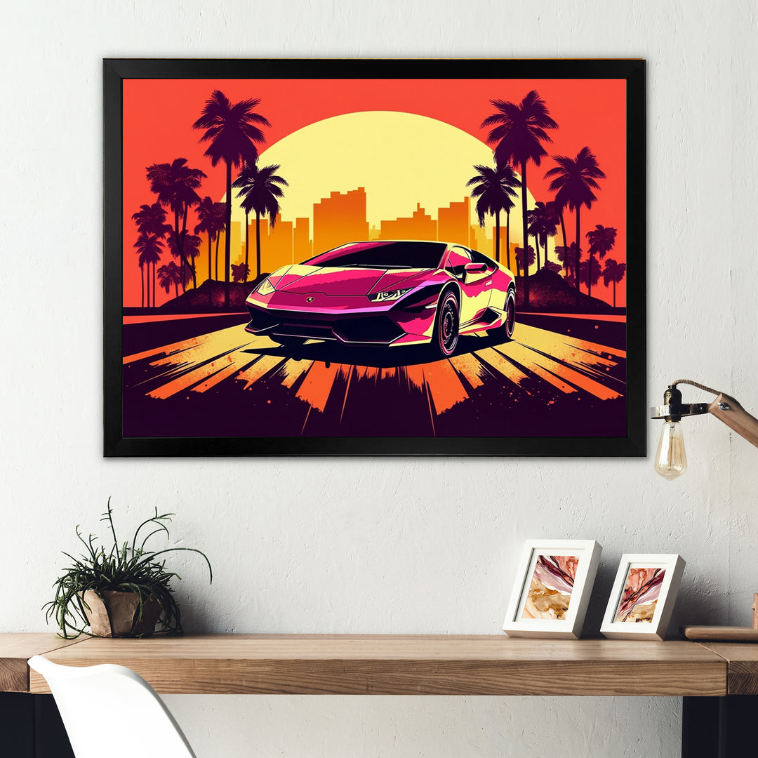 Red And Grey Race Car Elegance I - Cars Retro Canvas Wall Art
