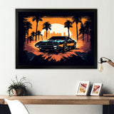 Lambo Fast Car Sunset - Cars Retro Canvas Wall Art