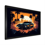 Lambo Fast Car Sunset - Cars Retro Canvas Wall Art