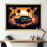 Lambo Fast Car Sunset - Cars Retro Canvas Wall Art