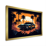Lambo Fast Car Sunset - Cars Retro Canvas Wall Art