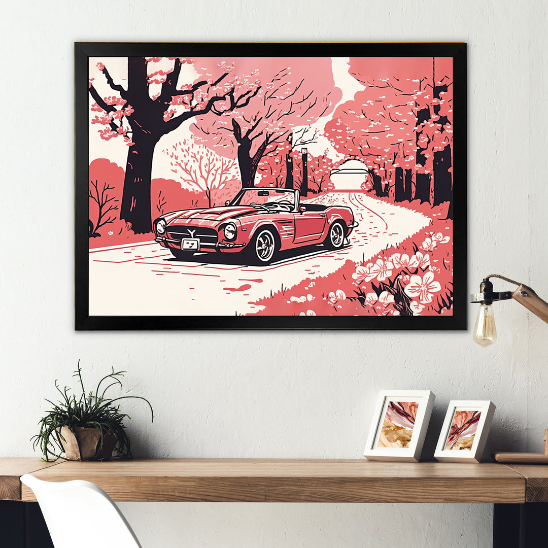 Red And Cream Essence Of Retro Car I - Cars Retro Canvas Wall Art