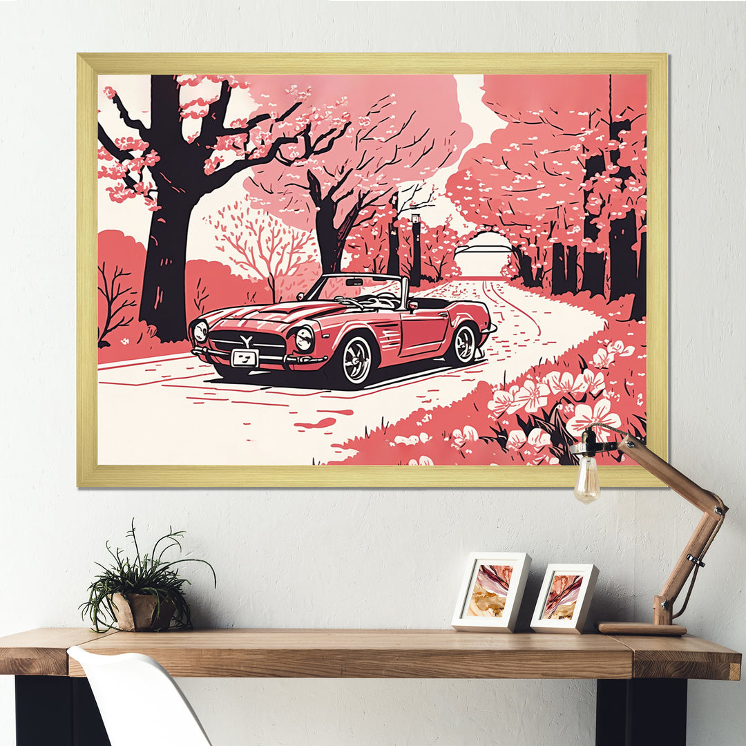 Red And Cream Essence Of Retro Car I - Cars Retro Canvas Wall Art