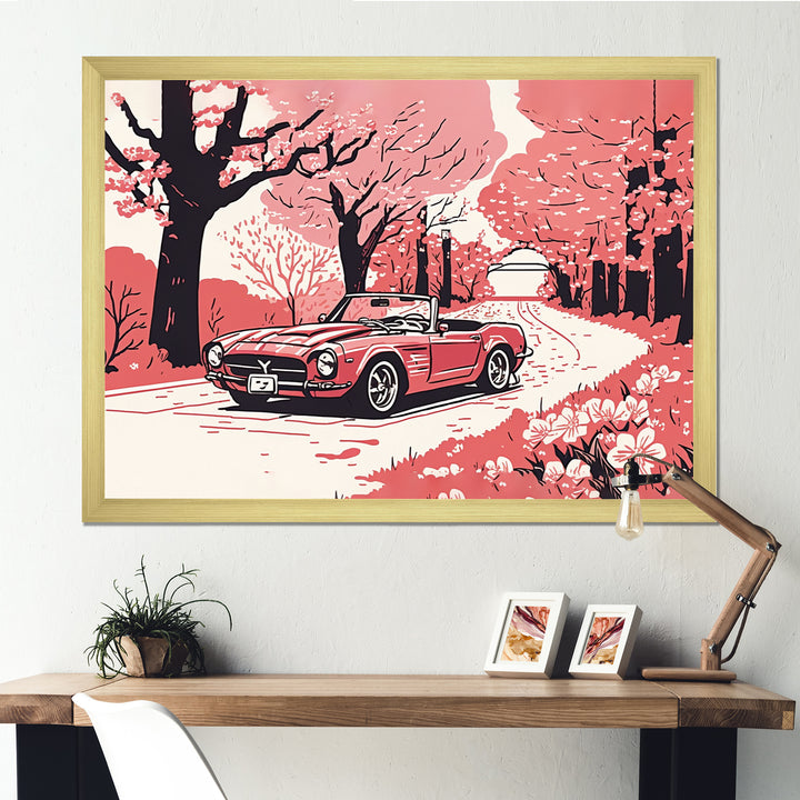 Red And Cream Essence Of Retro Car I - Cars Retro Canvas Wall Art