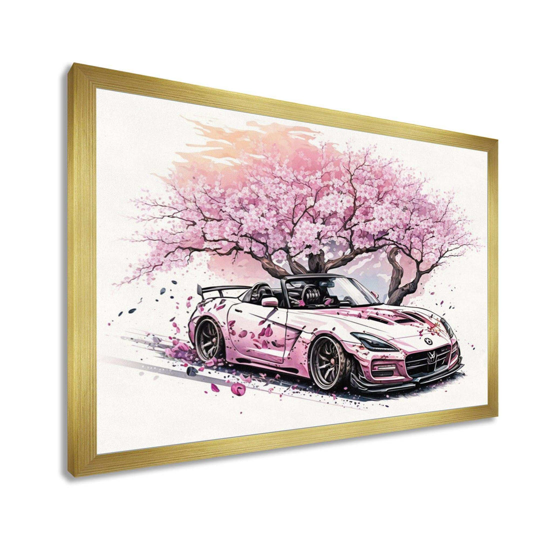 Pink And Cream Essence Of Retro Car - Performing Arts Canvas Wall Art