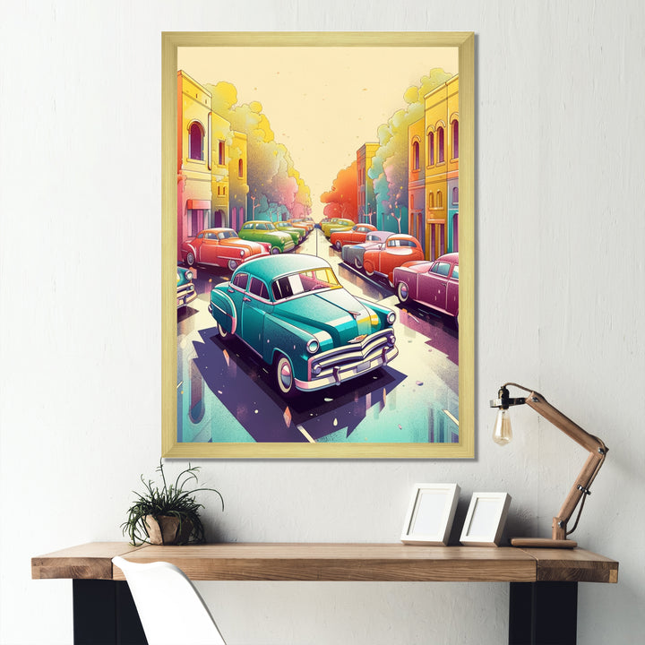 Red And Cream Retro Roadsters - Cars Retro Canvas Wall Art