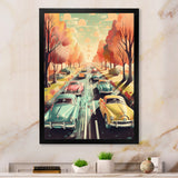 Green And Red Retro Roadsters - Cars Retro Canvas Wall Art