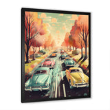 Green And Red Retro Roadsters - Cars Retro Canvas Wall Art