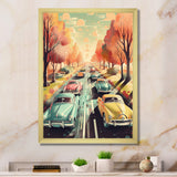 Green And Red Retro Roadsters - Cars Retro Canvas Wall Art