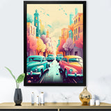 Orange And Green Retro Roadsters - Cars Retro Canvas Wall Art