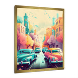 Orange And Green Retro Roadsters - Cars Retro Canvas Wall Art
