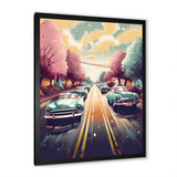 Green And Pink Retro Roadsters - Cars Retro Canvas Wall Art