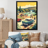 50'S Vintage Cars By The Beach I - Cars Retro Canvas Wall Art