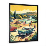 50'S Vintage Cars By The Beach I - Cars Retro Canvas Wall Art