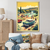 50'S Vintage Cars By The Beach I - Cars Retro Canvas Wall Art