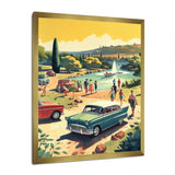 50'S Vintage Cars By The Beach I - Cars Retro Canvas Wall Art