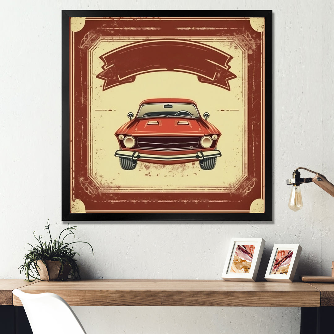 Red And Beige Raw Power Unleashed - Cars American Muscle Canvas Wall Art