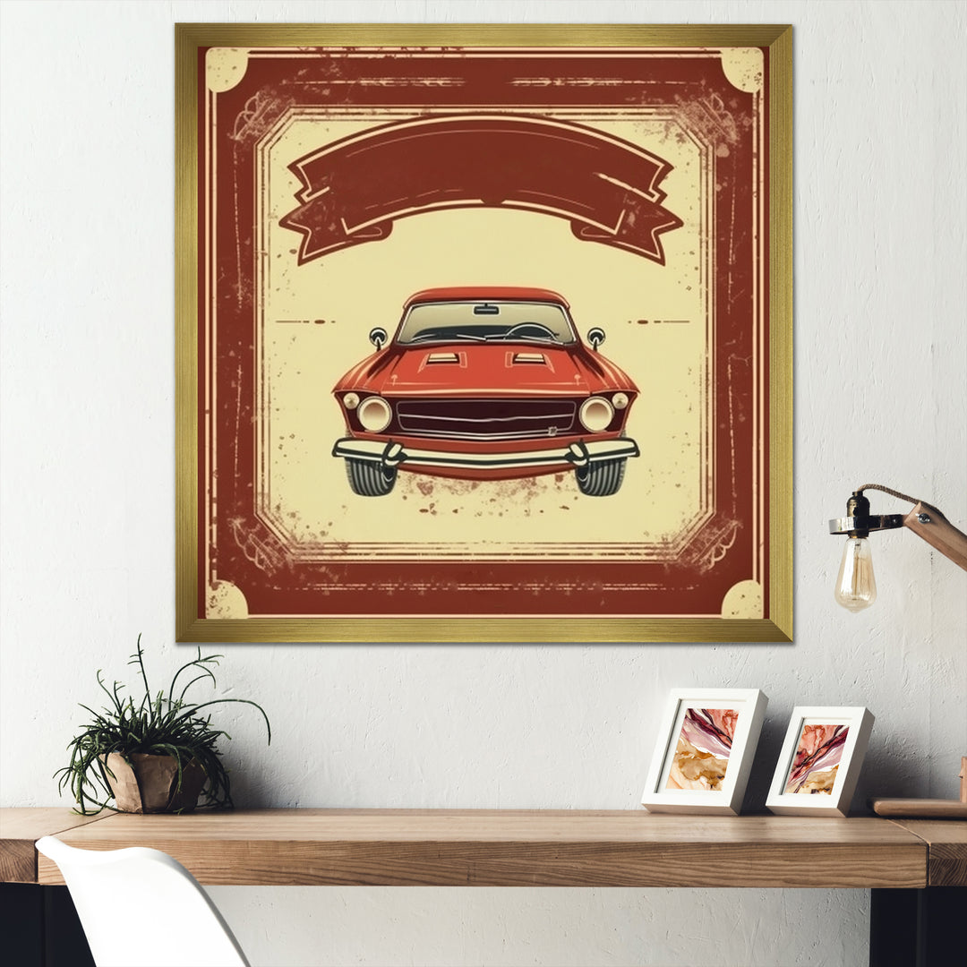 Red And Beige Raw Power Unleashed - Cars American Muscle Canvas Wall Art
