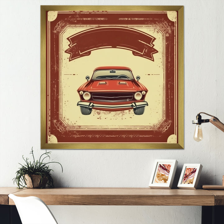 Red And Beige Raw Power Unleashed - Cars American Muscle Canvas Wall Art