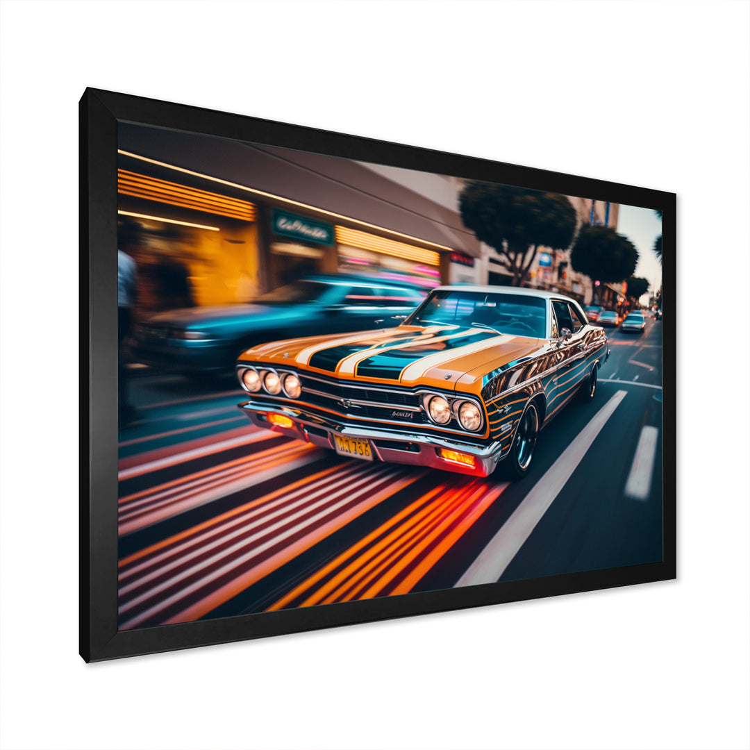 Orange And Black Muscle Car Artistry - Cars American Muscle Canvas Wall Art