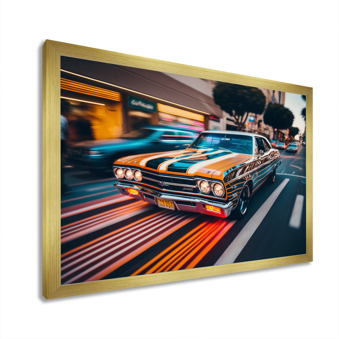 Orange And Black Muscle Car Artistry - Cars American Muscle Canvas Wall Art