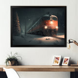 Train In Snowstorm - Transportation Train Canvas Wall Art