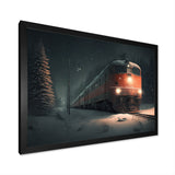 Train In Snowstorm - Transportation Train Canvas Wall Art