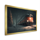 Train In Snowstorm - Transportation Train Canvas Wall Art