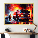 The Fire Truck's Fiery Pursuit I - Transportation Fire Truck Canvas Wall Art