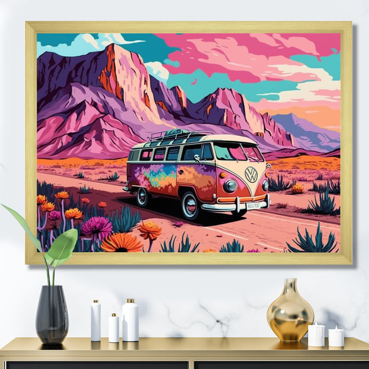 Vintage Van Roadside Stories I - Car Van Canvas Wall Art