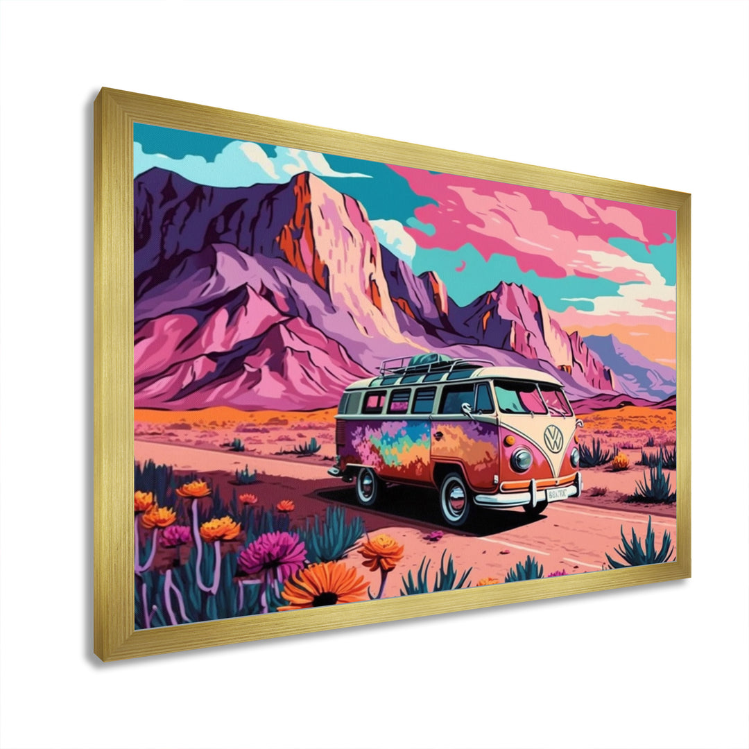 Vintage Van Roadside Stories I - Car Van Canvas Wall Art