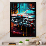 Blue And Gold Expressions Of Classic Cars - Cars Retro Canvas Wall Art