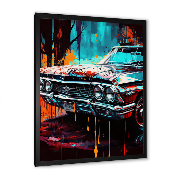 Blue And Gold Expressions Of Classic Cars - Cars Retro Canvas Wall Art