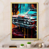 Blue And Gold Expressions Of Classic Cars - Cars Retro Canvas Wall Art