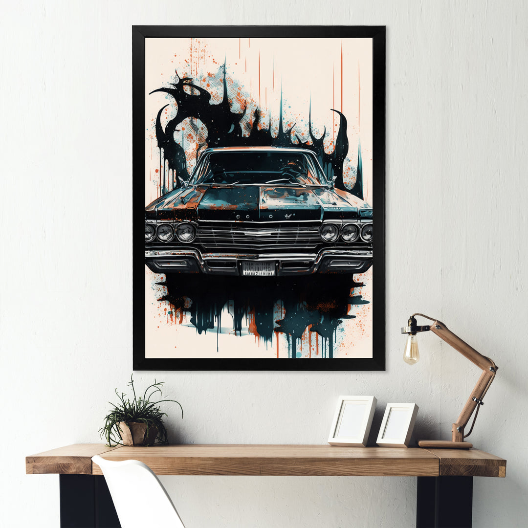 Black And Cream Expressions Of Classic Cars - Cars Retro Canvas Wall Art