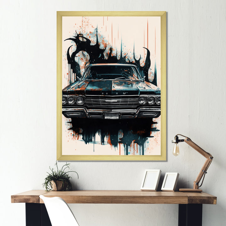 Black And Cream Expressions Of Classic Cars - Cars Retro Canvas Wall Art