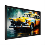 Taxi In The Rain` I - Cars Retro Canvas Wall Art