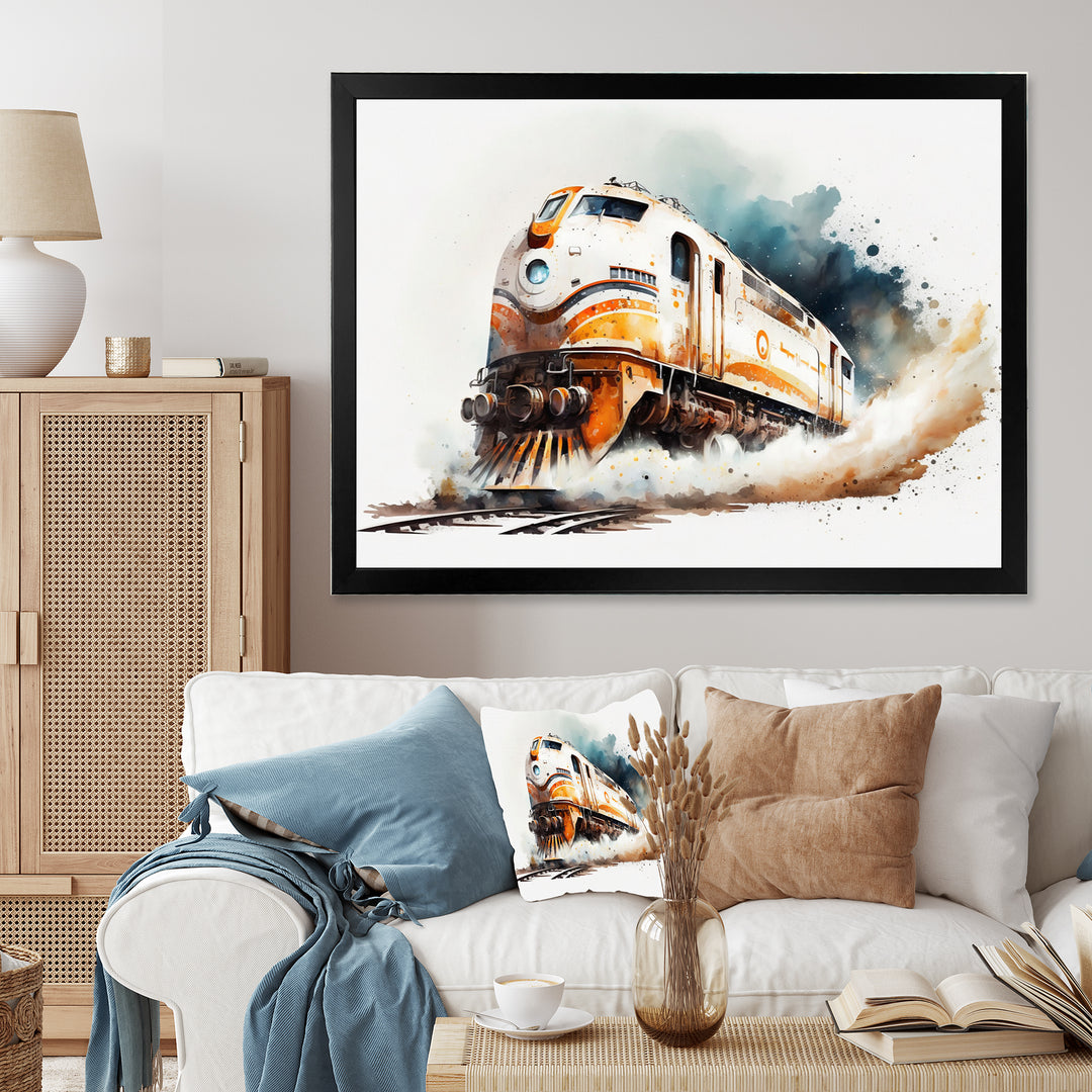 Train On The Tracks - Transportation Train Canvas Wall Art