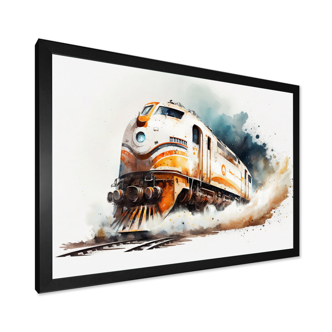Train On The Tracks - Transportation Train Canvas Wall Art