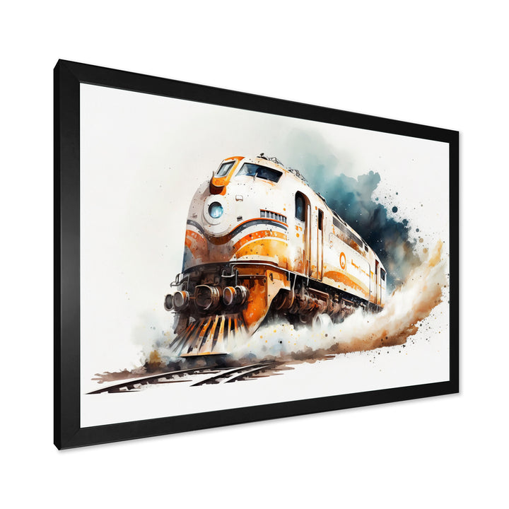 Train On The Tracks - Transportation Train Canvas Wall Art