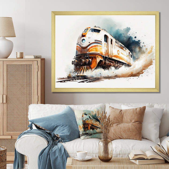 Train On The Tracks - Transportation Train Canvas Wall Art