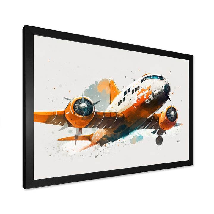 Airplane In The Air - Transportation Plane Canvas Wall Art