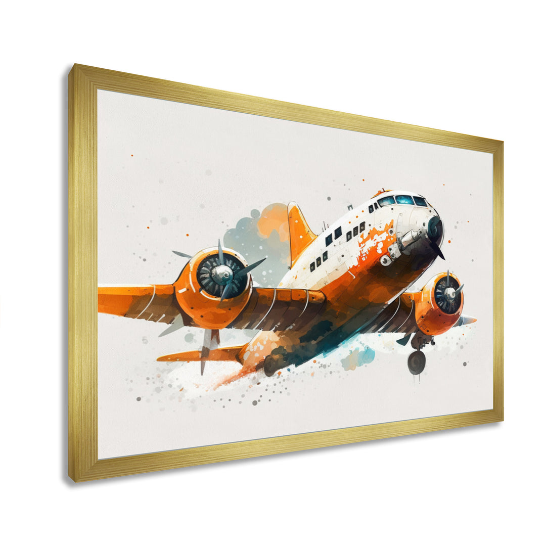 Airplane In The Air - Transportation Plane Canvas Wall Art