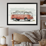 Van On The Beach - Car Van Canvas Wall Art