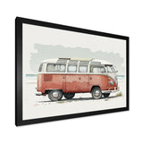 Van On The Beach - Car Van Canvas Wall Art